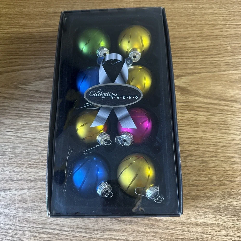 RADKO EIGHT CHRISTMAS CELEBRATION‎ BALLS ORNAMENT FROM 2010